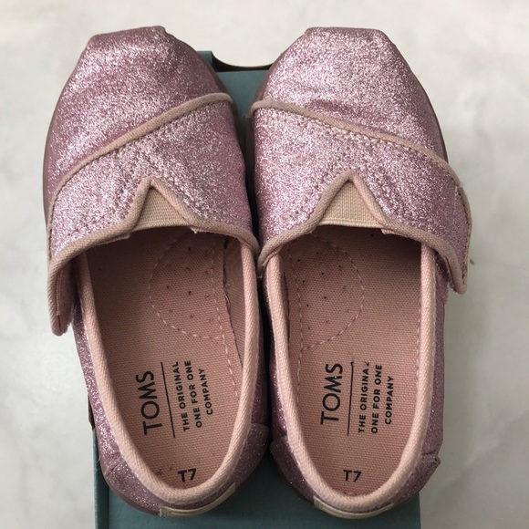 Toms Classic Ballet Pink Glitter - Picture 4 of 7